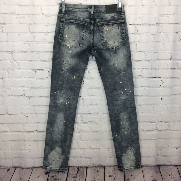 Dript Denim Blue Jeans Men’s 30/32 Grunge Button Fly Paint Splatter Distressed - Picture 7 of 12